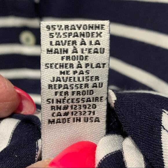 New LA Made top blouse blue and white horizontal striped. Size L - Picture 8 of 9